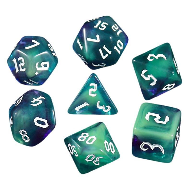 7Pcs D4 D6 D8 D10 D12 D20 Number Colorful Acrylic Polyhedral Dices Party Family Game Educational Toy Entertainment Dices 1