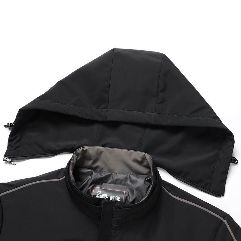 New Goose Down Down Jacket Men's Mid-length Thickened Warm Simple Casual Hooded Winter Jacket