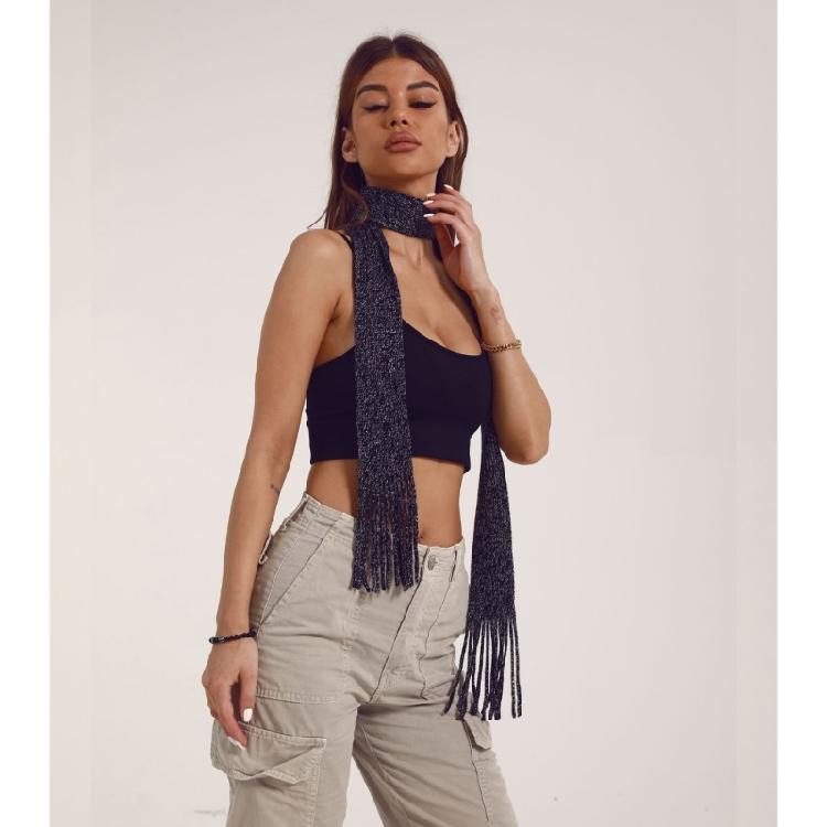 Women Skinny Scarf Thin Choker Belt Blingbling Long Tie Scarf Bag Handle Wrap