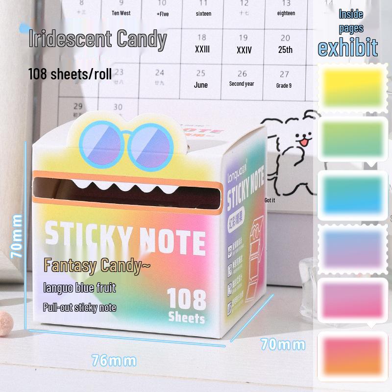 Blue Pearlescent Gradient Sticky Notes - Tearable Transparent Student Memo Stickers