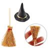 Pack of 24 Miniature Broomstick Witch Hat Set Halloween Party Decorations PVC Crafts Accessories for Home Event