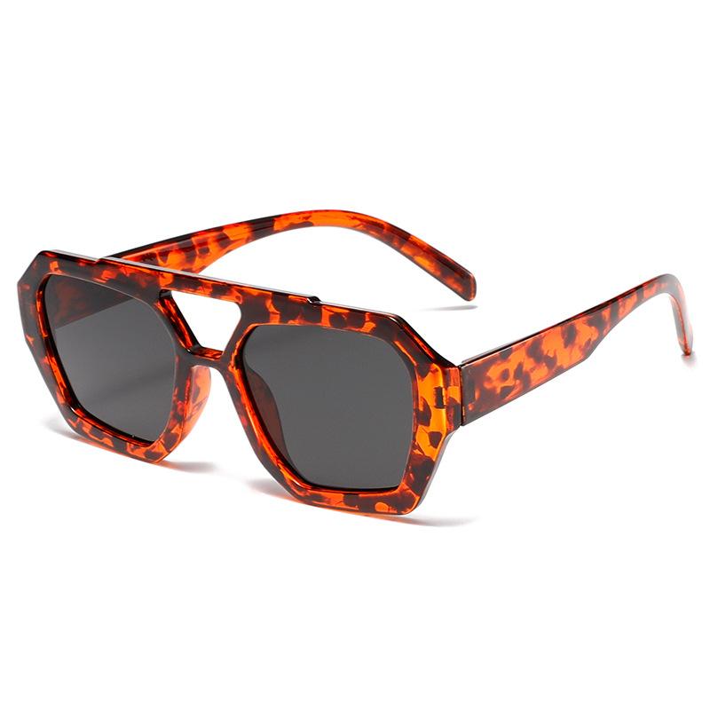 

Vintage Square Sunglasses for Women Men Thick Frame Double Bridges Eyewear Female Fashion Chic Polygon Glasses Leopard Shades As shown