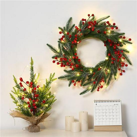 50CM Christmas Wreath & 2.7M Garland Set - Festive Door & Wall Decor