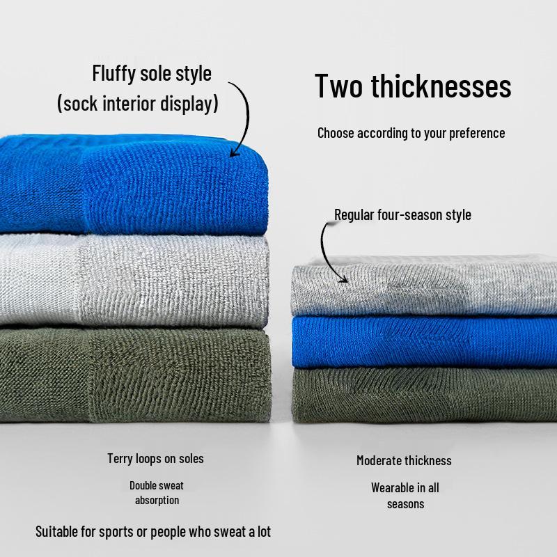 Men's Antibacterial Odor-Resistant Combed Cotton Mid-Calf Socks – Autumn/Winter, Sweat-Absorbent, Thin, Solid Color, White for Sports
