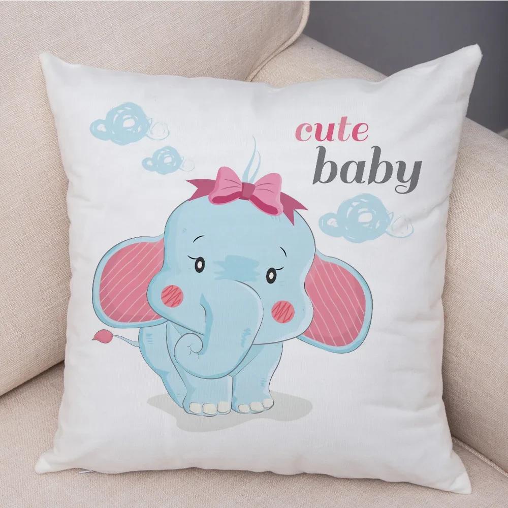 Super Soft Plush Cute Cartoon Giraffe Eleghant Lion Pillow Case Nordic Kids Room Decor Lovely Animal Cushion Cover for Sofa Home