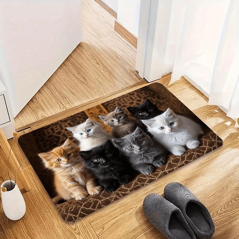 1 piece cat pattern non-slip polyester welcome floor mat
