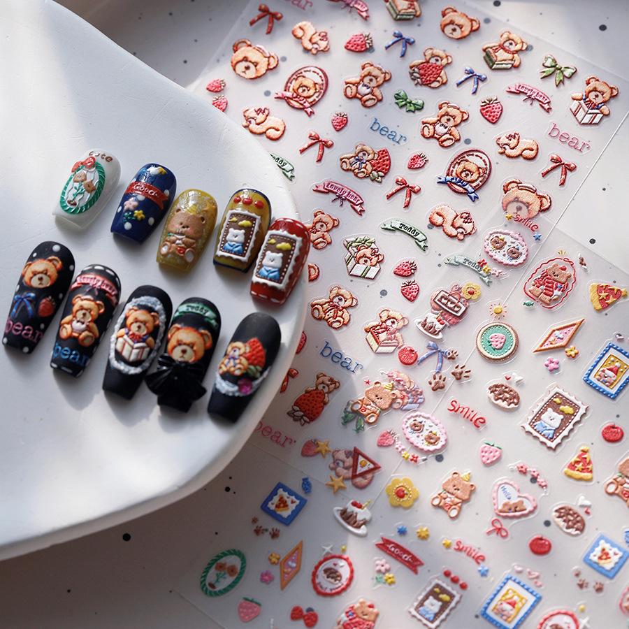 

Ferroso TS-3961 Little Bear Embossed Nail Art Stickers