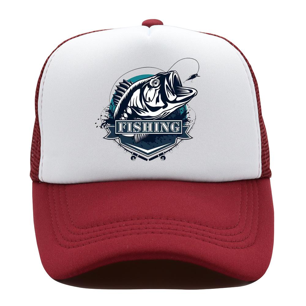 Fishing print baseball caps for men and women, outdoor sports events, truck driver caps, net caps, baseball caps, casual