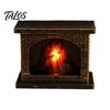 Mini Model House Furnishings Retro Simulated Fireplace Night Light, LED Flickering Flame Lamp, Cozy Atmosphere Miniature Scenes Accessories Lights for