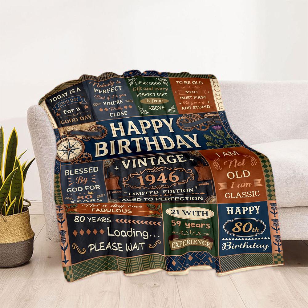 Happy Birthday Inspirational Quotes Blanket Comfortable Suitable for Sofa Picnics Office All-Season Use Digital Print Gifts For Family Or Friends