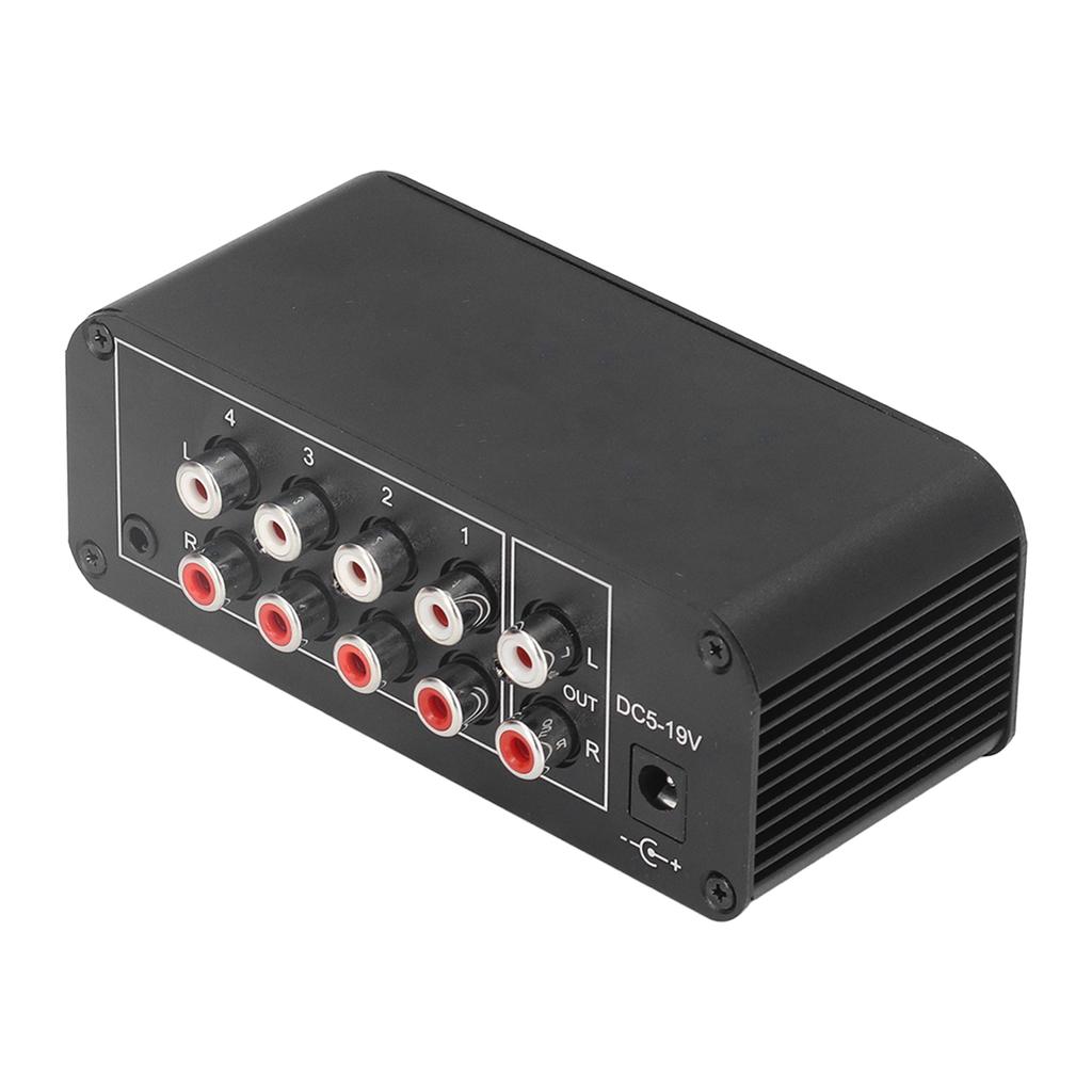 Stereo Sound Mixer 4 Channel RCA Input and Output Mini Stereo Mixer with Separate Volume Controls for Headphones