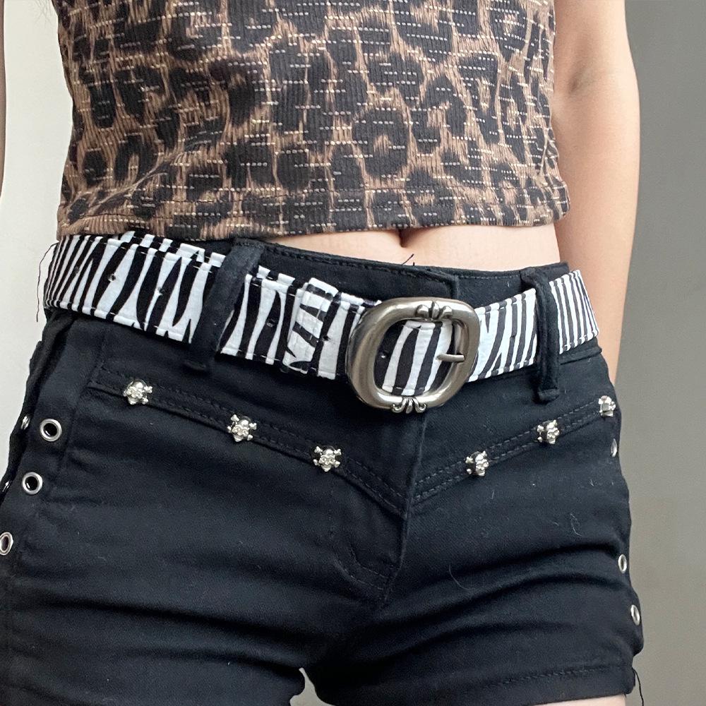 Y2K Punk Leopard Print Leather Belt - Women's Retro Design, Trendy American Hot Girl Style, Versatile Cool Accessory