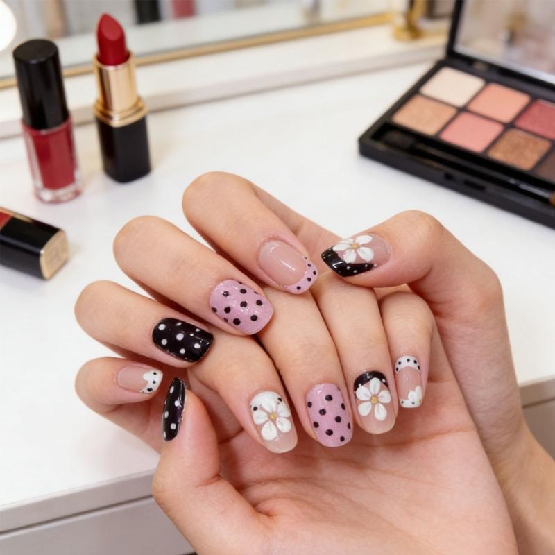 Elegant 3D Sculpted Floral False Nail ABS Press On Nail Easy Application Long Lasting For Bridal Event Office