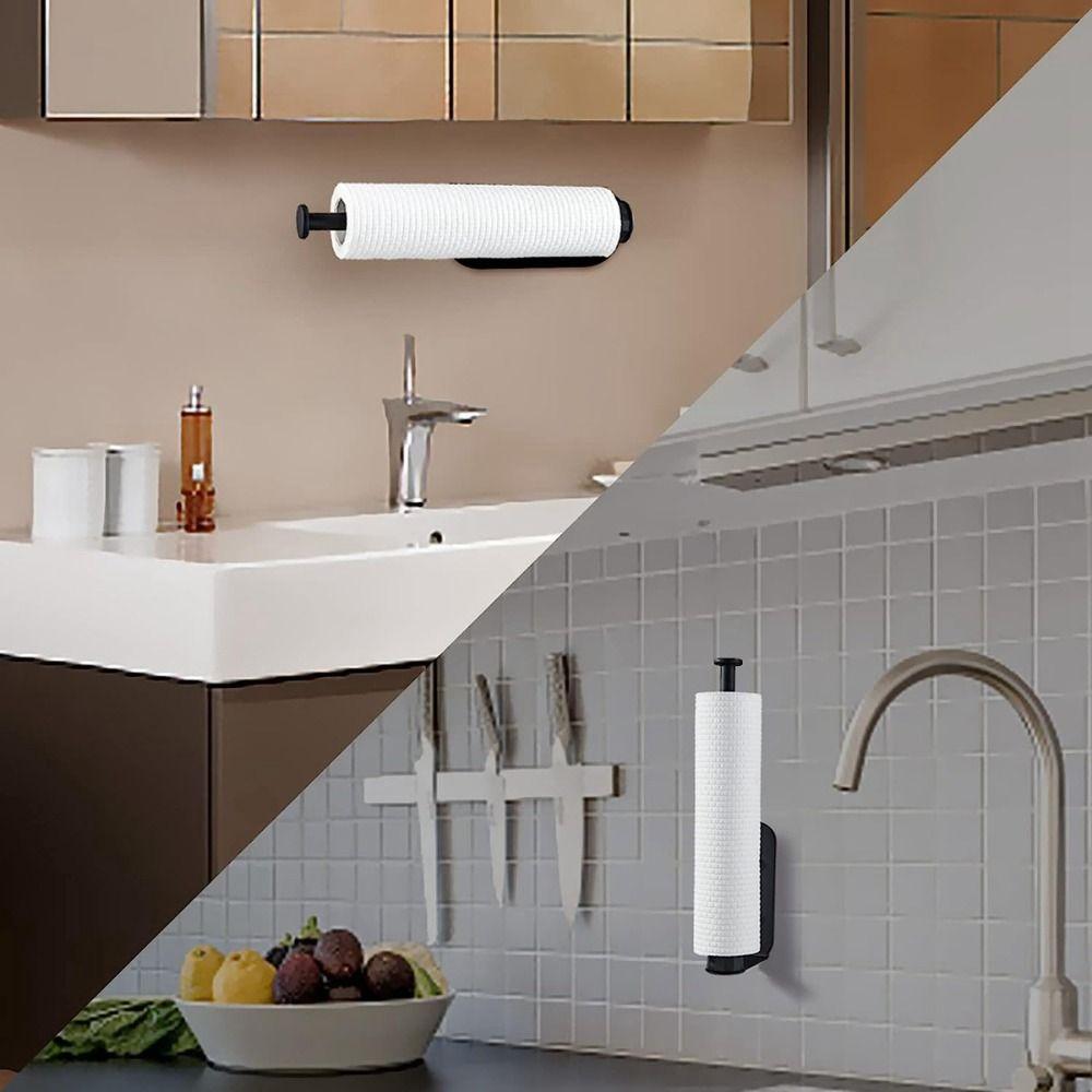 Adhesive Wall Mount Paper Towel Holder Punch-Free Napkin Storage Rack Toilet Paper Holder Bathroom