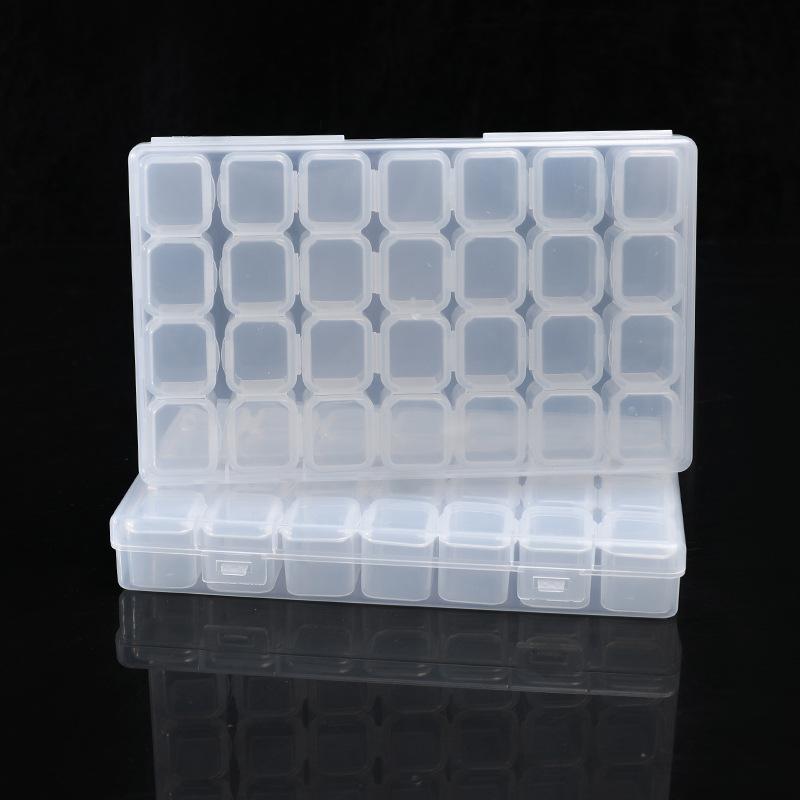 Removable 28 Grid Unloading Manicure Box Beaded Storage Box High Transparent Pp Empty Box Parts Storage Box With Lid Grid Box