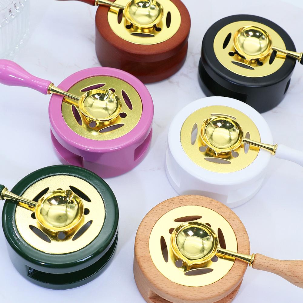 Wax Seal Melting Furnace Set with Handle & Spoon - Wooden Granule Furnace for Crafting