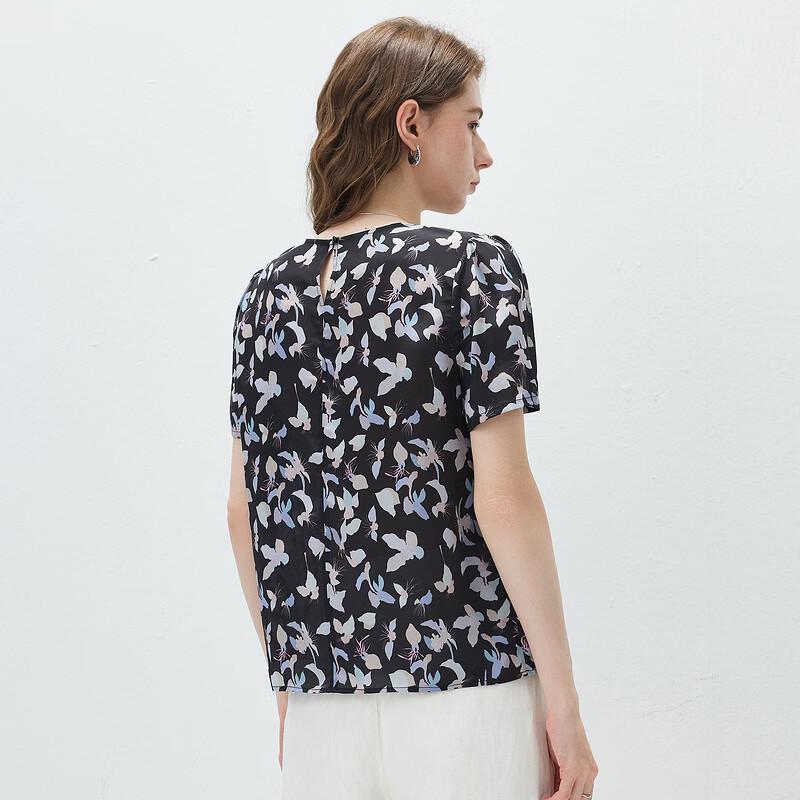Mulberry Silk Puff Sleeve Printed Blouse