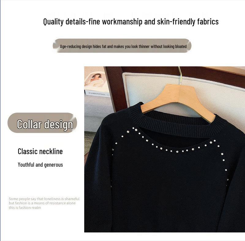 Plus Size Women's Thickened Sweater, Bust 150-160cm, Round Neck Knitwear, Suitable for 200-300 Jin