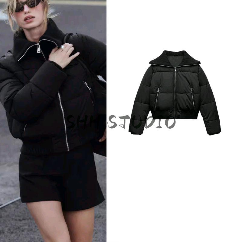 Winter New Women's Clothing American Rib Decorative Layer Warm-Keeping Cotton Clothing Long Sleeves Short Jacket 3046240