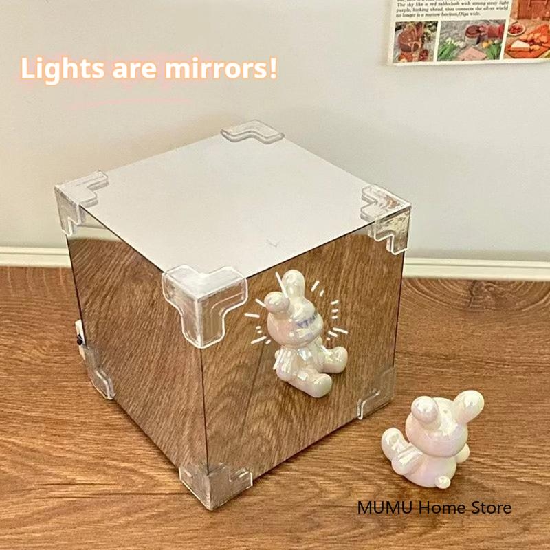 DIY 3D Cloud Tulip LED Night Light Flower Sea Mirror Table Lamps Cube Mirror Atmosphere Night Light Bedroom Decor Table Lamp