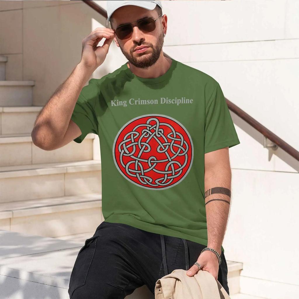 King Crimson DISCIPLINE 2026 New Fashion Heavyweight Hot Selling Retro Printed Pattern Fun Round Neck Tshirt for Daily Comfort