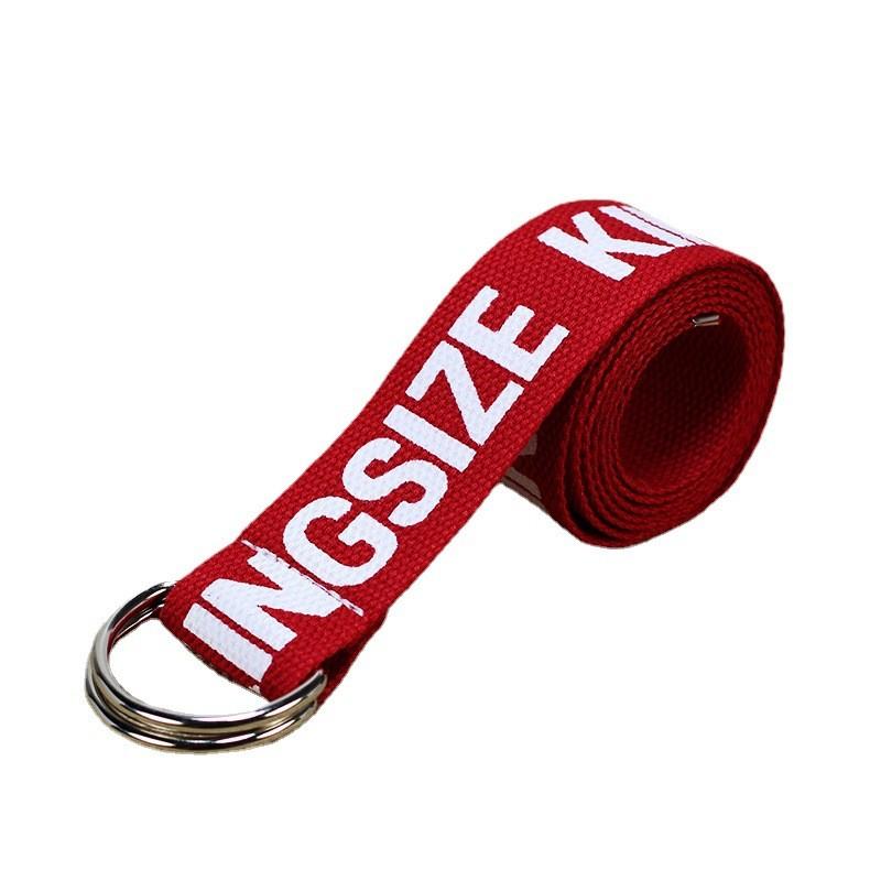 Fashionable Letter Printed Double Buckle Design Women Canvas Belt For Casual Fashion