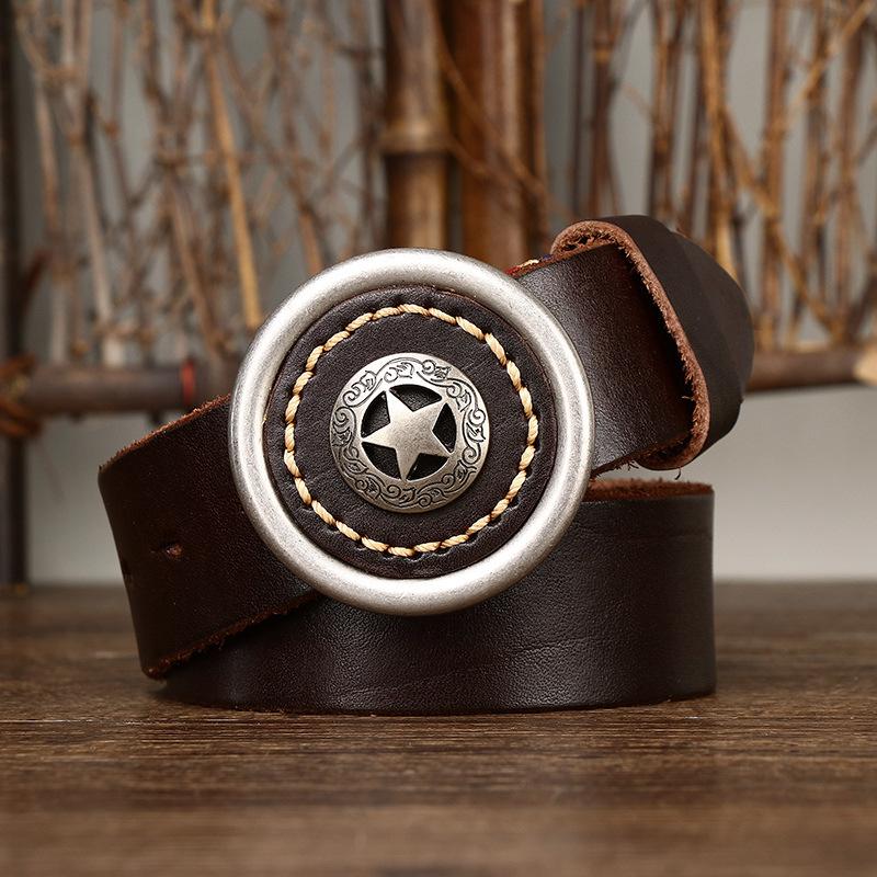 Zesílená hovězí kůže Hladká přezka Opasek Přezka z pravé kůže Korejský styl Retro Všestranné