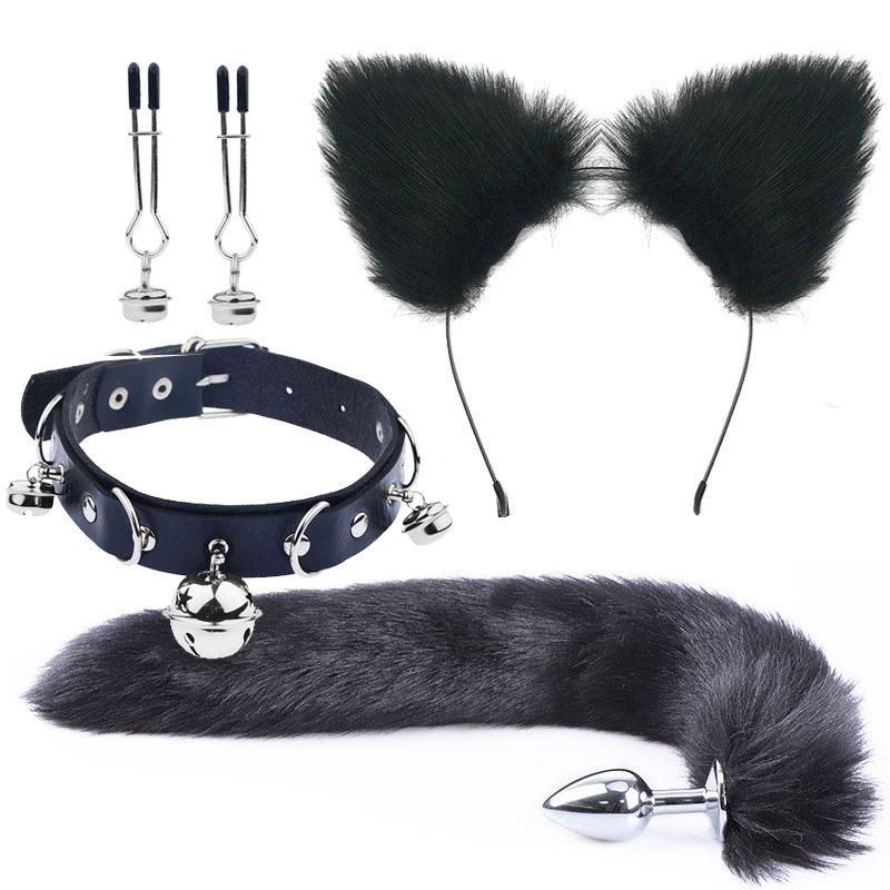 Erotic Ear Hairpin Breast Clips Vestibule Anal Plugs Male Female Apparatus Sex Toys Sm Bell Series Set Foxtail Anal Plugs