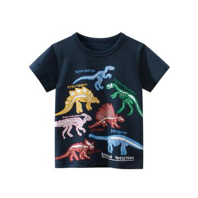 2025 Sommar Pojkars Dinosaurie Tecknad T-shirt - Koreansk Barn Kortärmad Topp