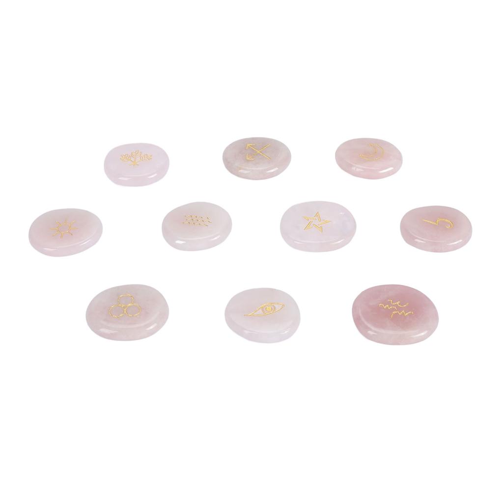 10pcs Rune Stones Set Multipurpose Polished Healing Witches Runes Set with Engraved Gypsy Symbol