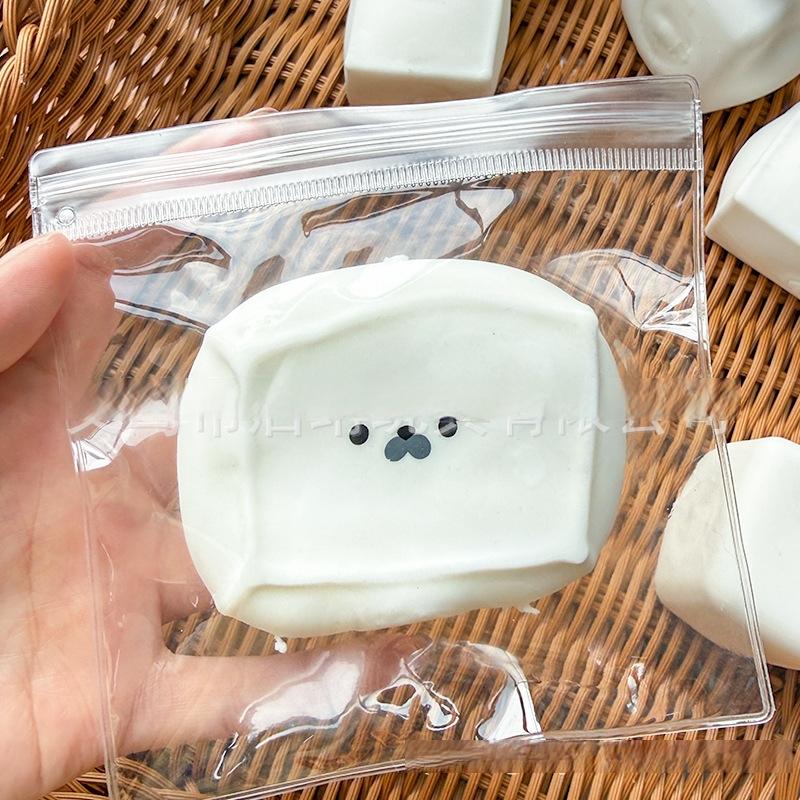 Taba Squshy Creative Novel Quirky Fun Cute Nilk Cube Seal Toy Kawaii Stress-Relief Finger Toy Slow-Rebound Sensory Toy Birthday