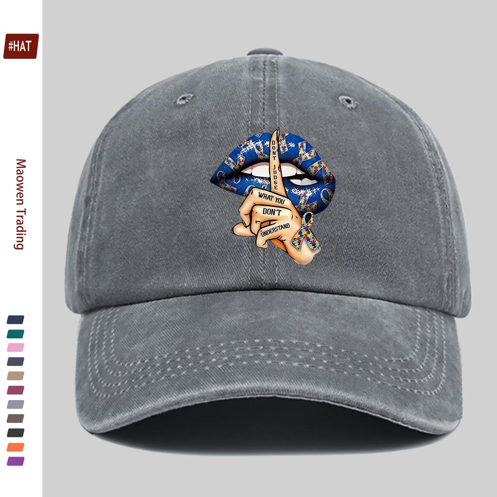 Pc DonT Judge Creative Blue Lipstick Print Baseball Cap Spring Summer Suitable Sun Hat Comfortable Lightweight Adjustable S