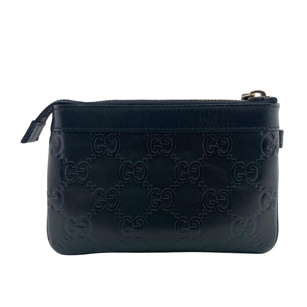 Gucci 146570 Gucci Sima Leather Coin Case Black Leather Used