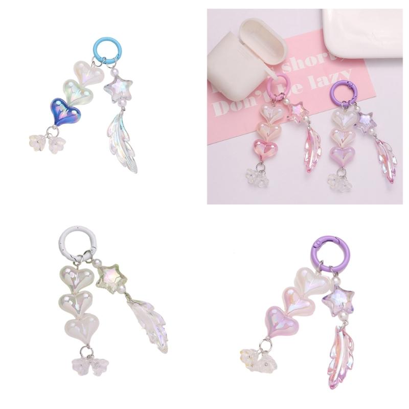 Sweet Heart Keychains Party Gifts Acrylic Material Cute Feather Keychains Handbag Pendent Keyrings for Women Girls