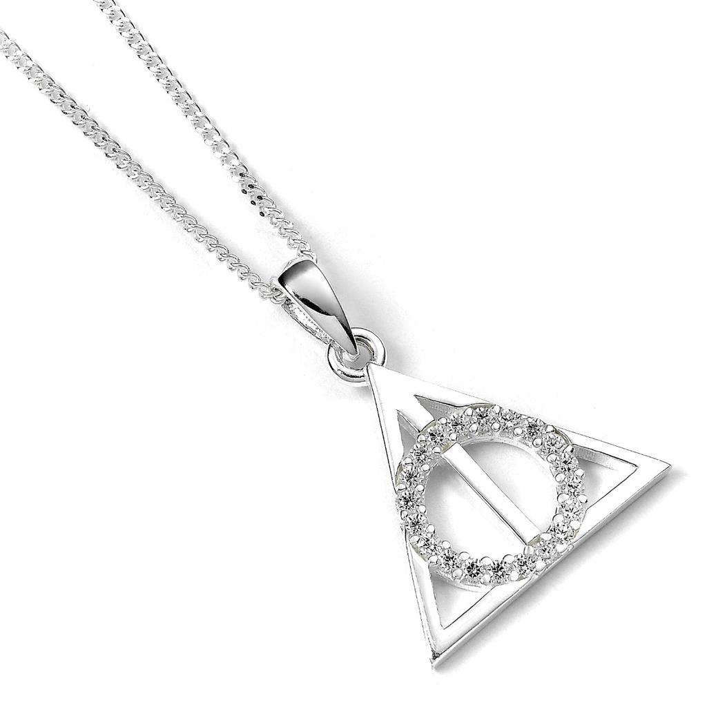 Harry Potter Sterling Silver Deathly Hallows Necklace with Crystals