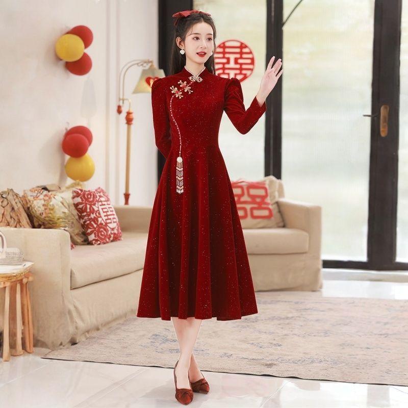Toast Clothing Bride Wedding New Chinese French Premium Return Banquet Engagement Dress Dress Small Dress