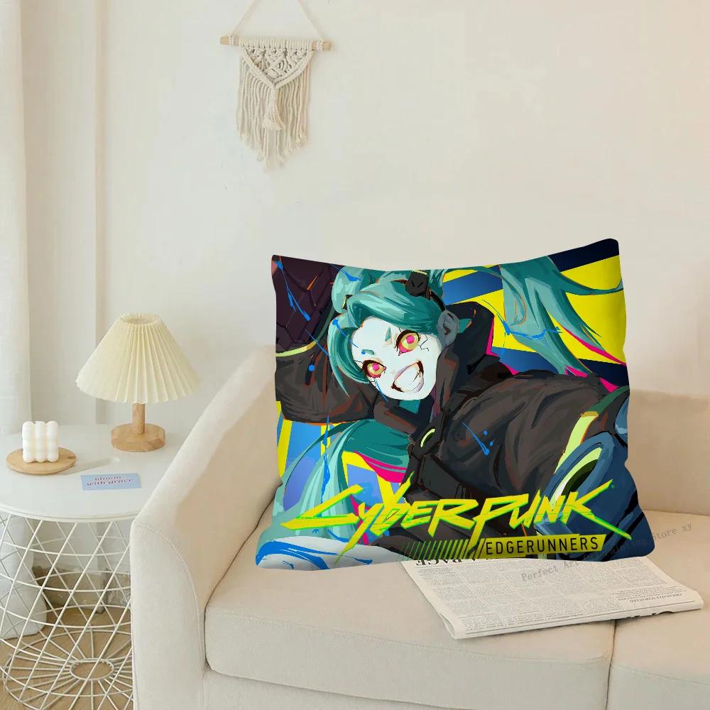 Cyberpunk Edgerunners Anime Rebecca Pillow Case Fashion Square Pillowcase Bedroom Sofa Room Ins Decoration Leisure Cushion Cover