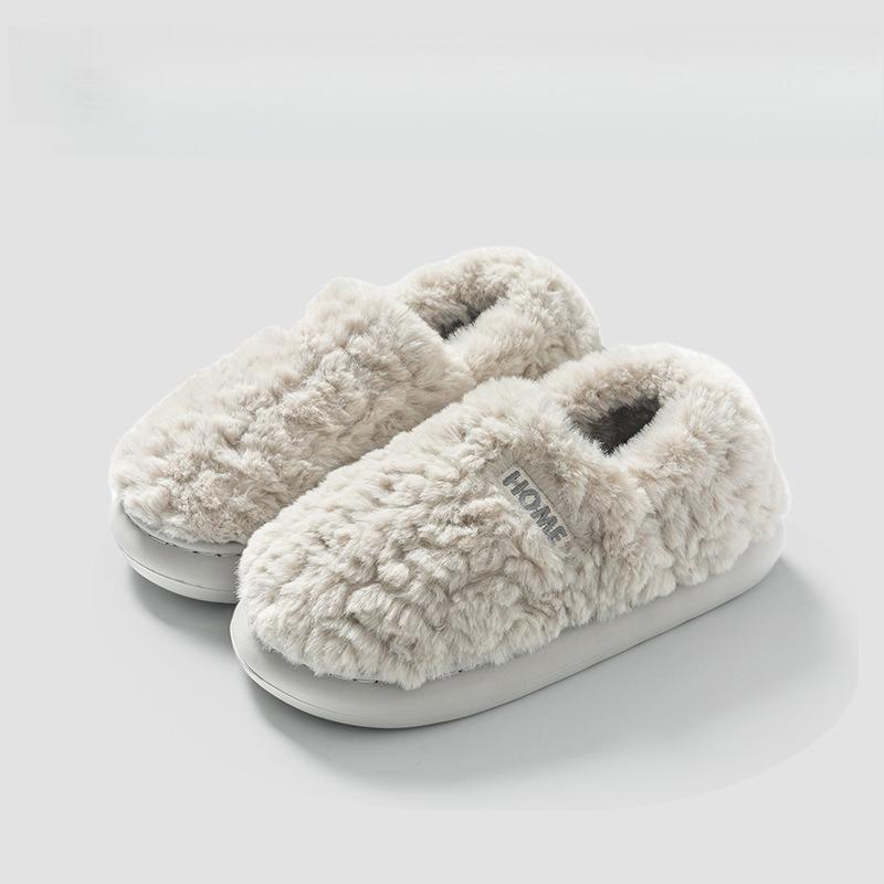 Fashion Couple's Cotton Slippers Winter Women Outdoor Non Slip Warm Plush Shoes Indoor Lightweight Comfortable Soft Sole Men Home Shoes