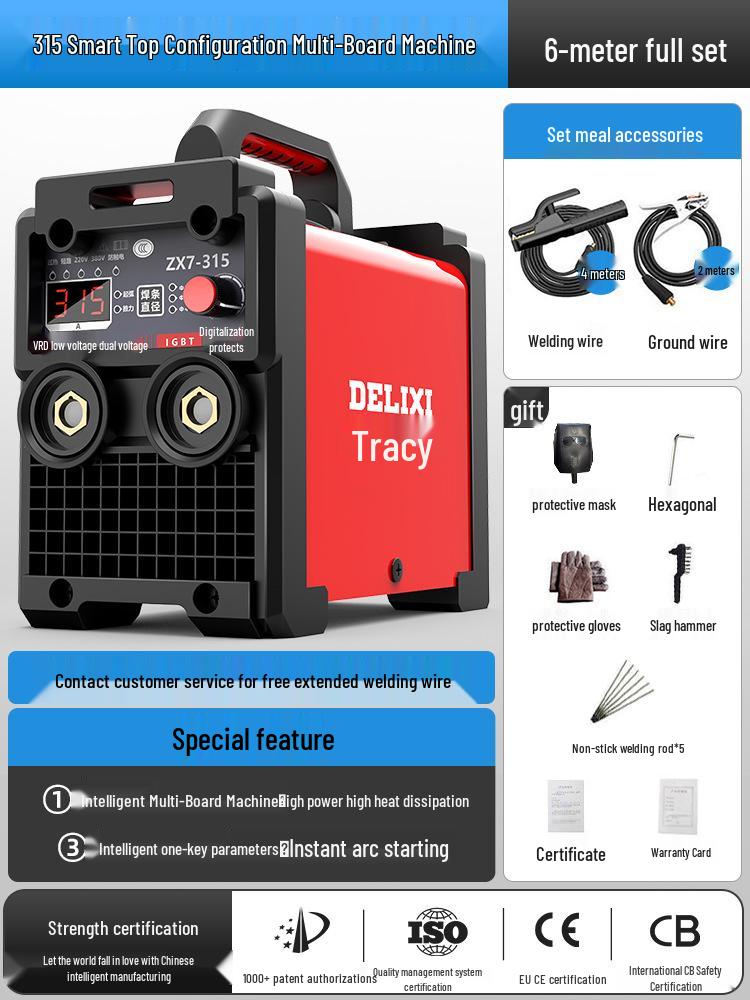 Delixi 315/400 Industrial Welder, Dual Voltage 220V/380V, Small All-Copper Automatic for Household & Industrial Use