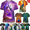 3d Animal Peacock Printed T Shirt Pavo Muticu Maurya Graphic T-shirts For Men Kid Fashion Funny Streetwear Short Sleeves Clothes