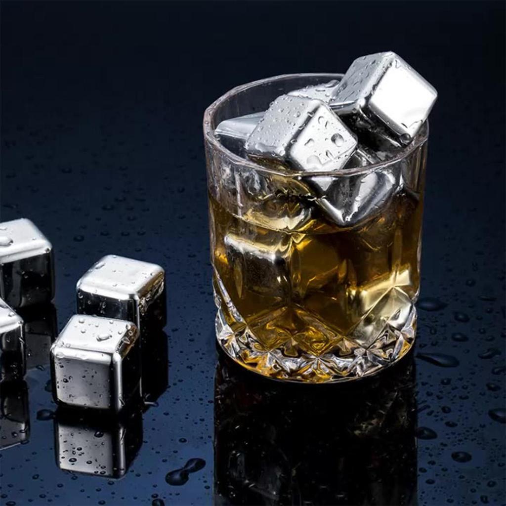 Whiskey Stones Gift Set, 8-Pack Food Grade Stainless Steel Reusable Ice Cubes, No Dilution Chilling for Drinks, Maintains Flavor and Strength