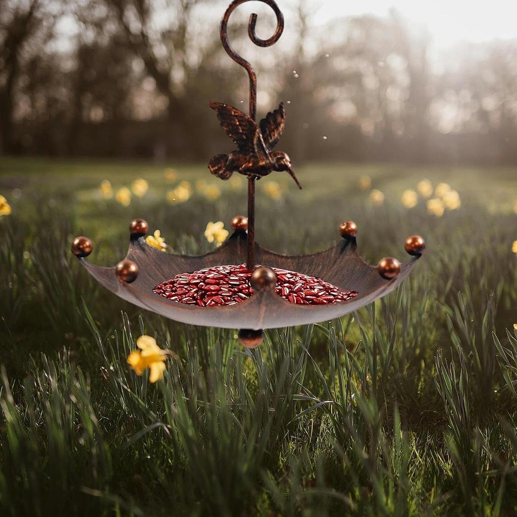 Hanging Bird Bath Decorative Birdhouse Gift Landscape Yard Garden Bird Feeder with Hook for Balcony Lawn Courtyard Fence Railing