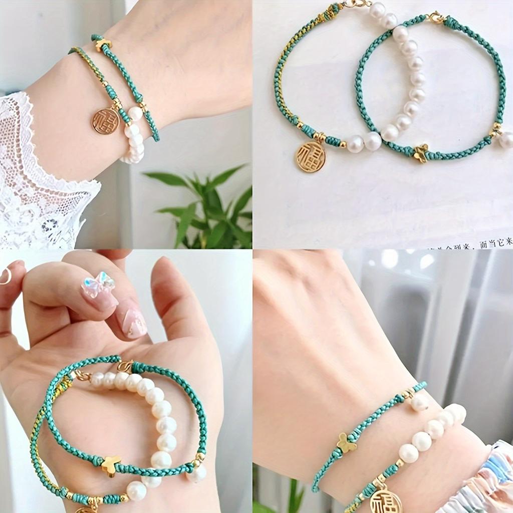 Adjustable Wooden Bracelet Making Kit with U-Shaped Frame - DIY Wristband Knotting Tool U Shaped Wood Frame Bracelet Jig Kit