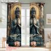 2pcs, Curtains&Window Treatment 2D Plane Printing Buddha Versatile Polyester (without Rod) Gifts Perfect for Bedroom, Kitchen,