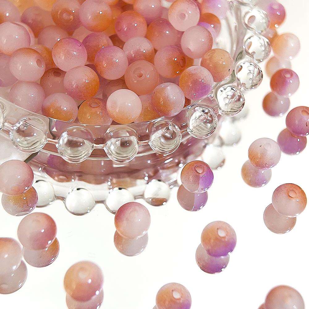 100pcs Glass Gradient Beads Multi Color Round 8mm Loose Spacer Beads for DIY Craft Bracelet Necklace Jewelry Making Findings