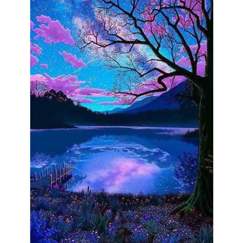5D DIY diamantmaleri lilla felt diamantbroderi korsstingsett Full rhinestone mosaikk hjemmeinnredning