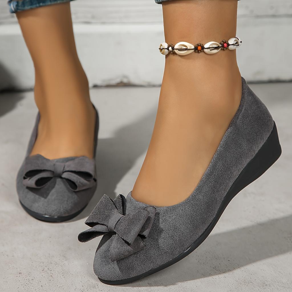 Lightweight, Comfortable, and Breathable Flannel Upper - Slip-On Design with Bowknot Decor, Round Toe, and EVA Rubber Sole for All-Season Wear