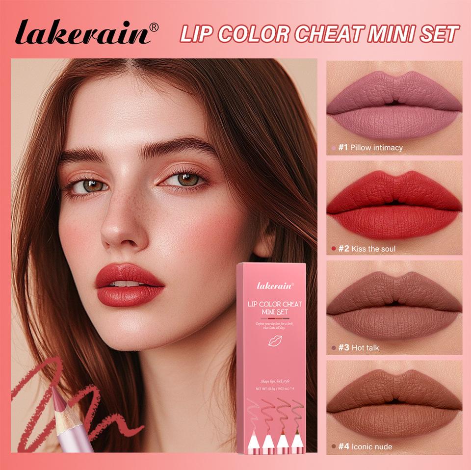 Lakerain Multi-color Optional Lip Liner Set, Smooth and Easy To Color Lip Liner, Matte Mist Lip Liner, Create Three-dimensional Full Lip Makeup