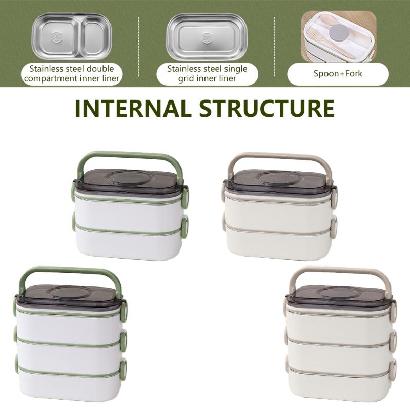 Office Ready Stainless Steel Lunch Box Large Capacity Lunch Container Set with Accessories for Work and School Meals