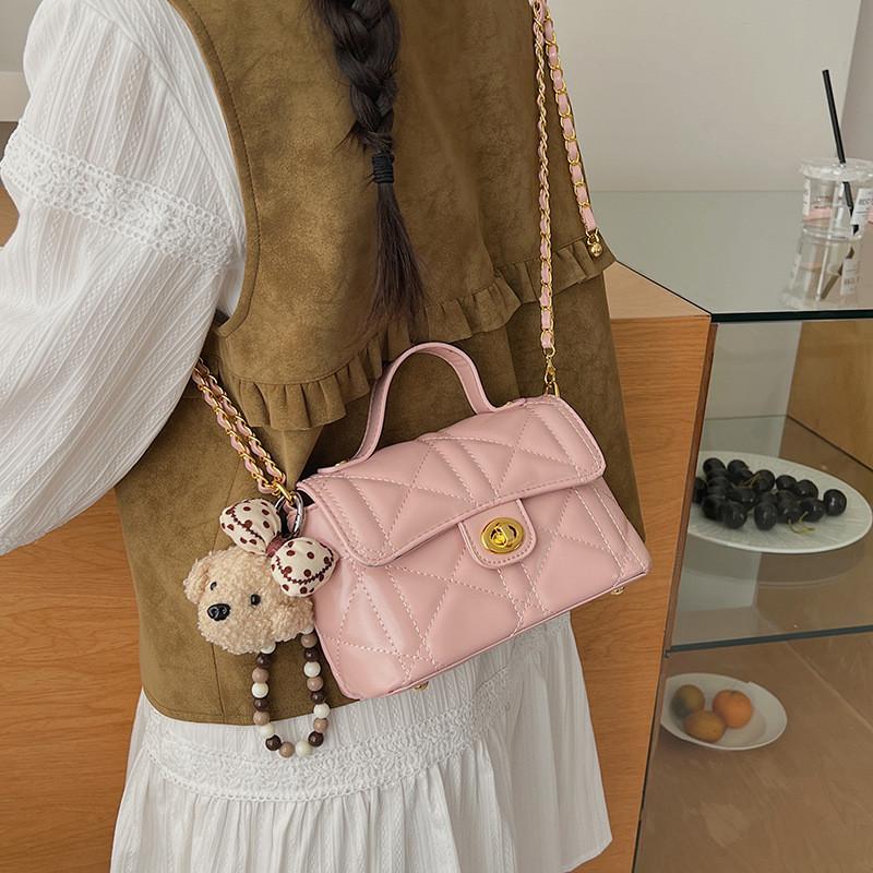 Pu Chain Strap Square Bag With Zipper Pocket For Daily Wear